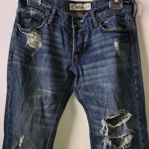 Hollister Destroyed Denim Capri Jean Sz 0 Waist 24